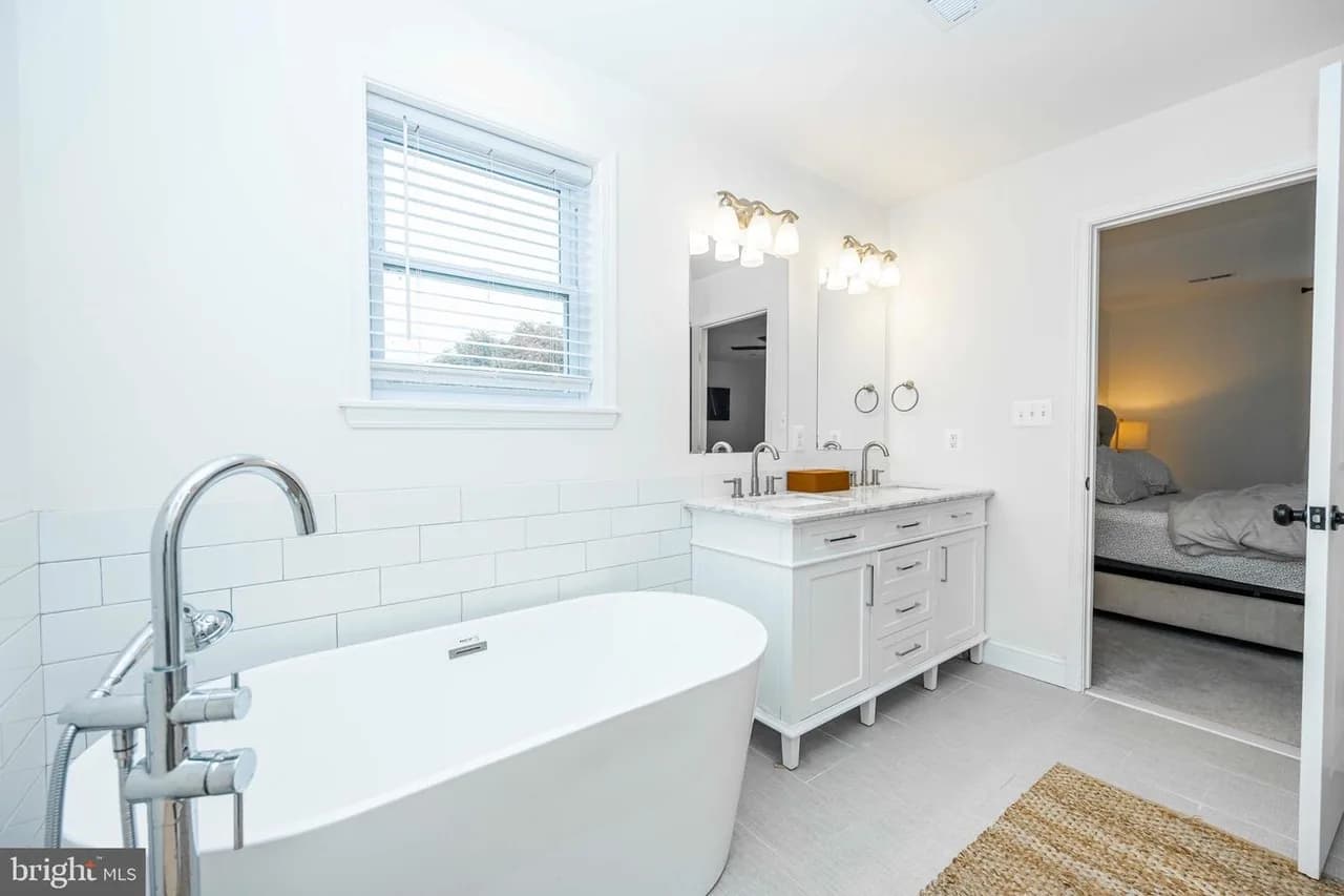 Glenwood bathroom with a freestanding tub and vanity